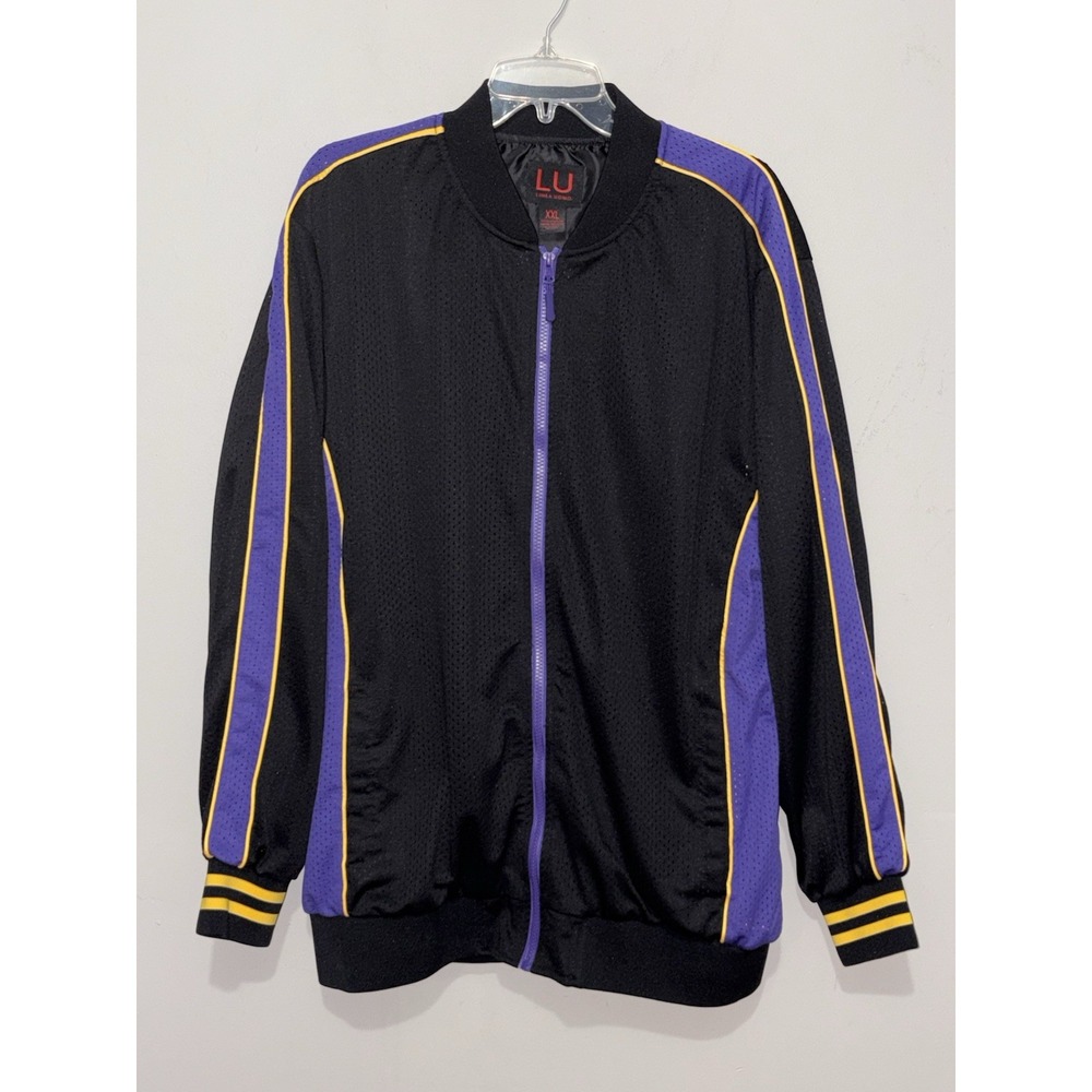 Linea Uomo Mesh Bomber Jacket‎ XXL Black Purple Yellow LA Lakers Streetwear